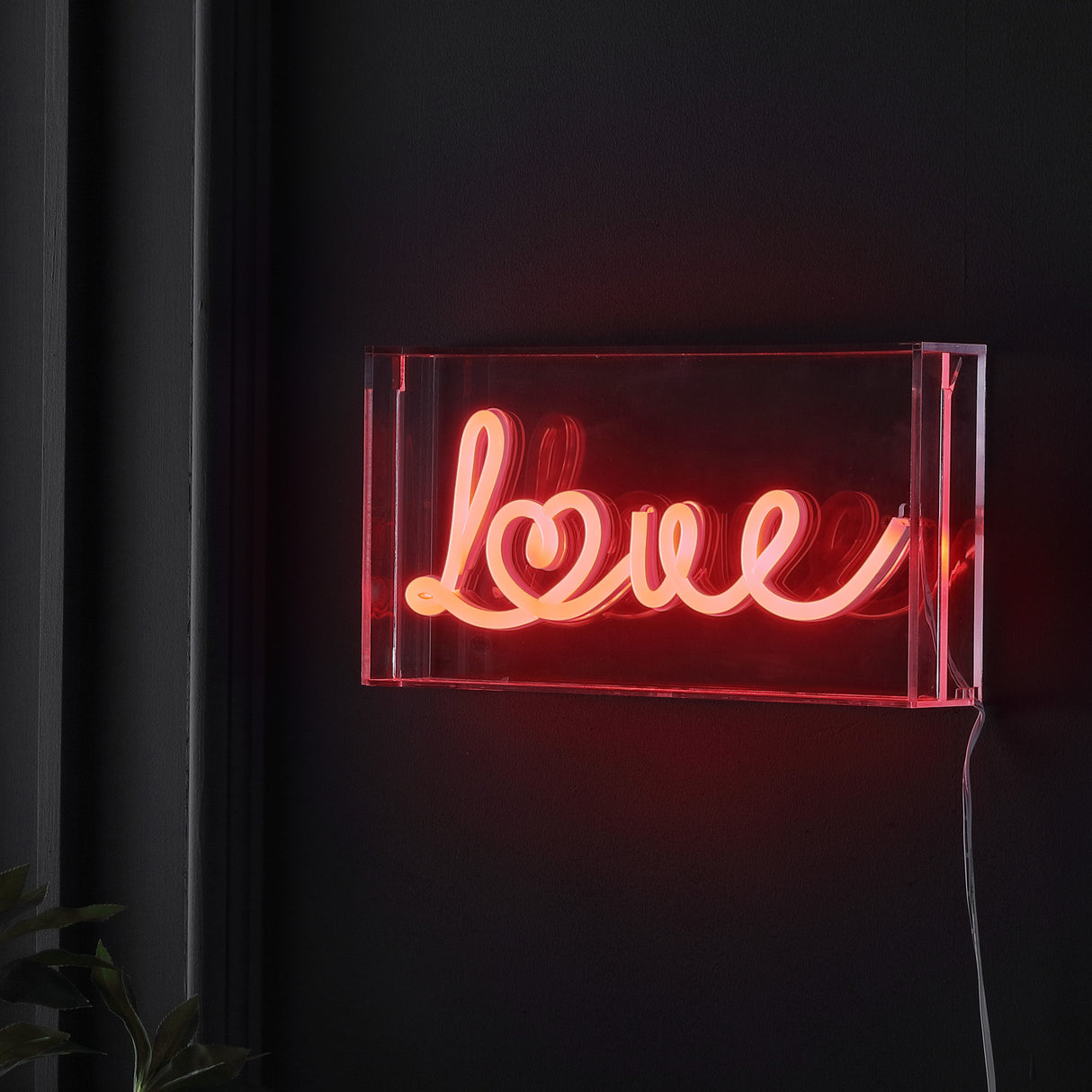 Love X 5.88" Contemporary Glam Acrylic Box USB Operated LED Neon Light