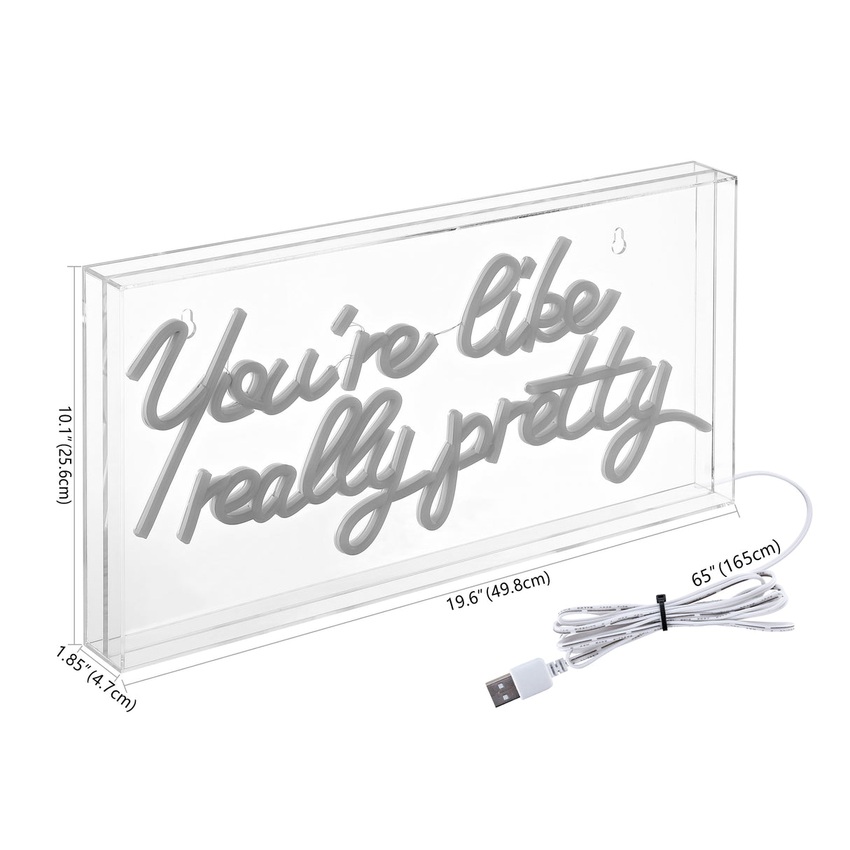 You're X 10.1" Contemporary Glam Acrylic Box USB Operated LED Neon Light