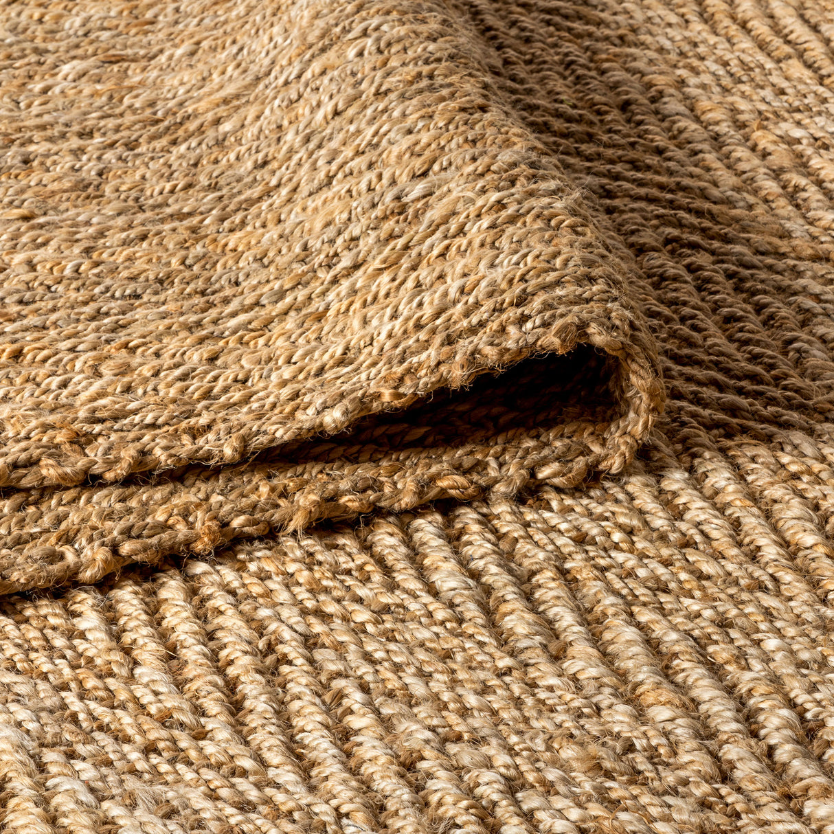 Espina Hand Woven Herringbone Chunky Jute Square Area Rug
