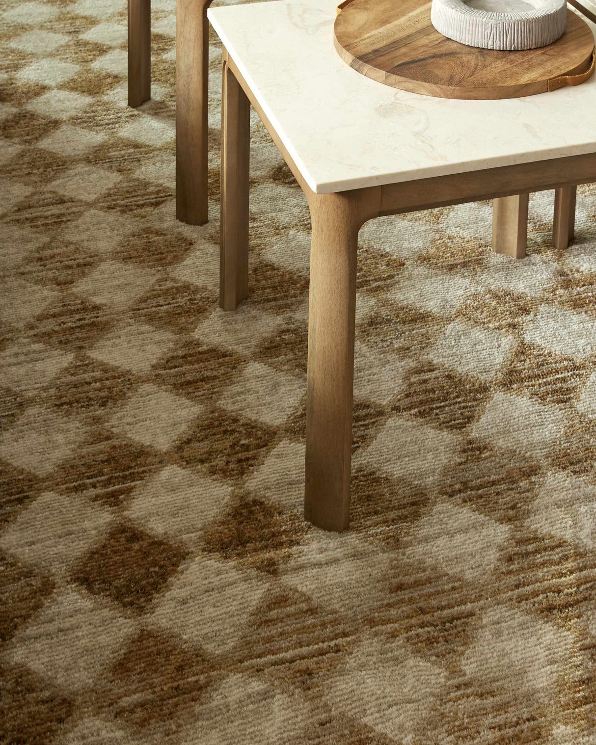 Galey Alix x Livabliss Scandi Geometric Taupe/Mustard Myrtle Avenue V Area Rug