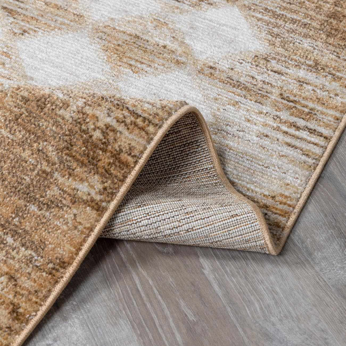 Galey Alix x Livabliss Scandi Geometric Taupe/Mustard Myrtle Avenue V Area Rug