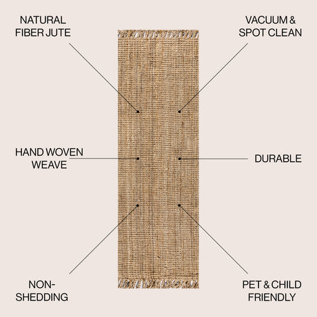 Pata Hand Woven Chunky Jute with Fringe Runner Rug