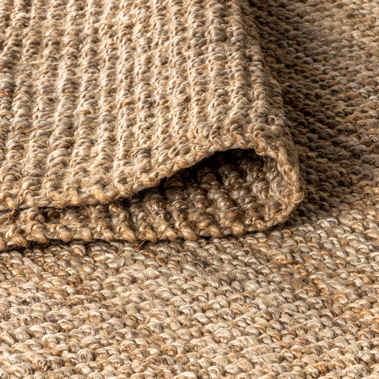 Pata Hand Woven Chunky Jute with Fringe Square Area Rug