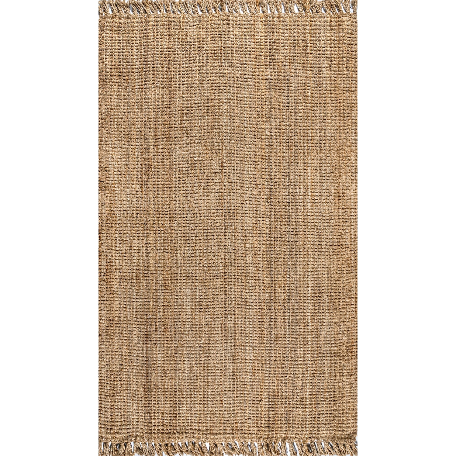 Pata Hand Woven Chunky Jute with Fringe Area Rug