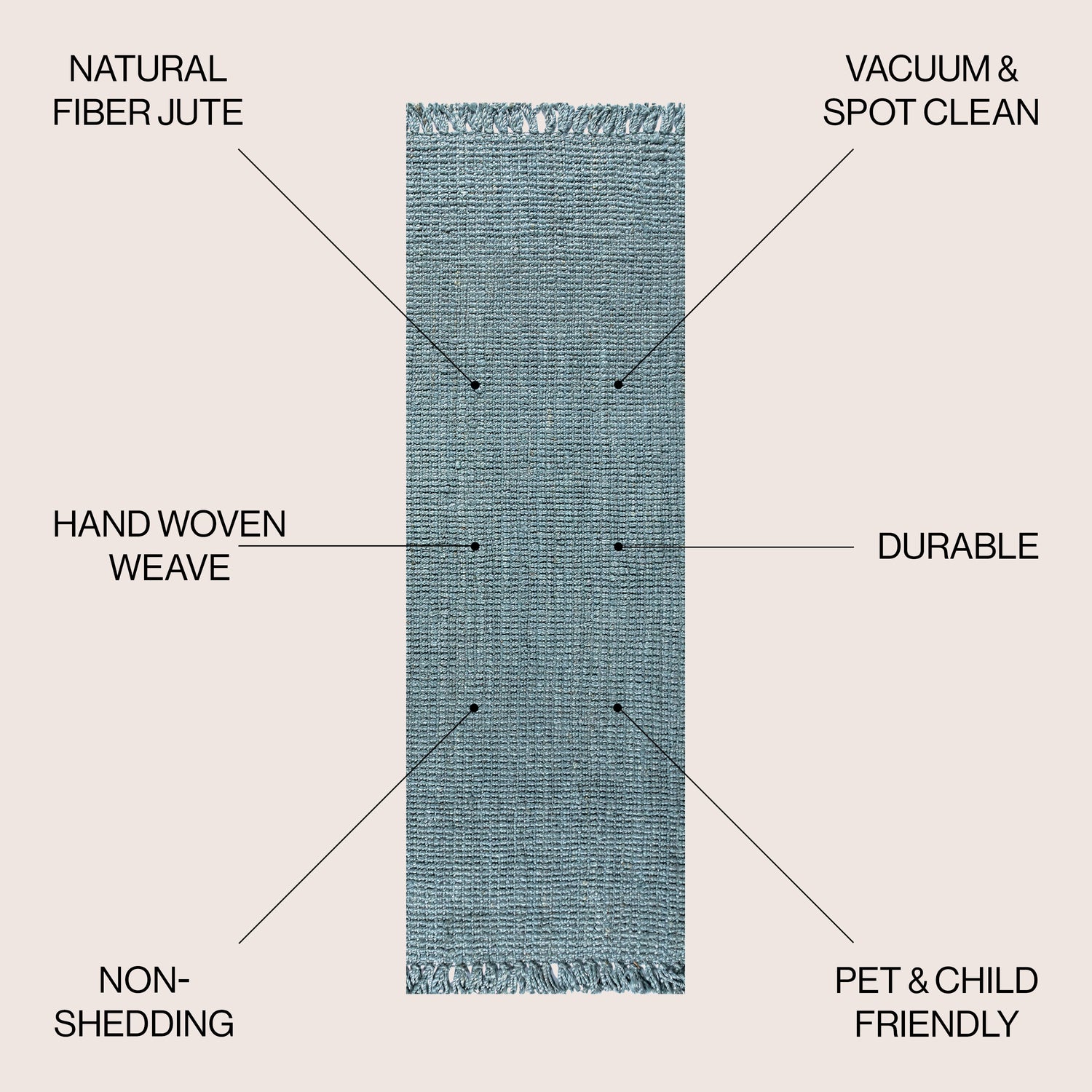 Pata Hand Woven Chunky Jute with Fringe Runner Rug