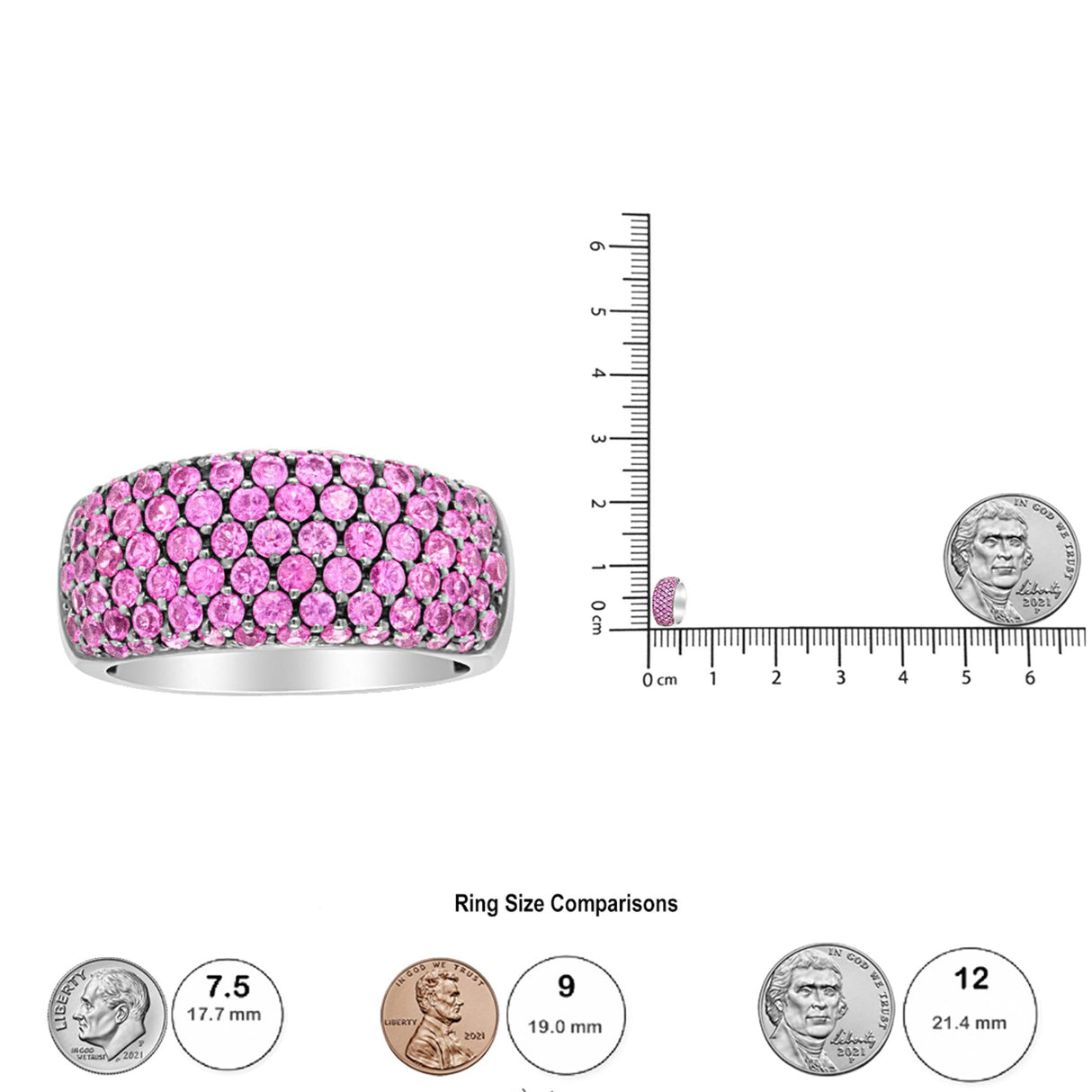 18K White Gold and Black Rhodium Multi Row Pink Sapphire Classic Band Ring