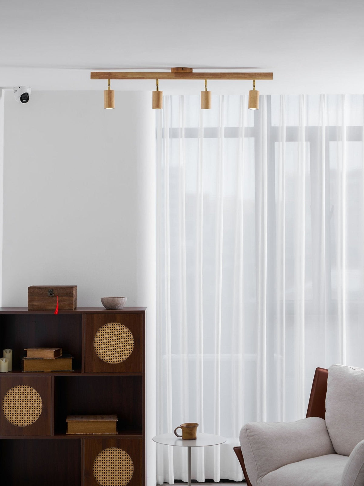 Grain | Wood Shade Track Spotlight with Adjustable Heads | Warm Glow for Kitchen Islands