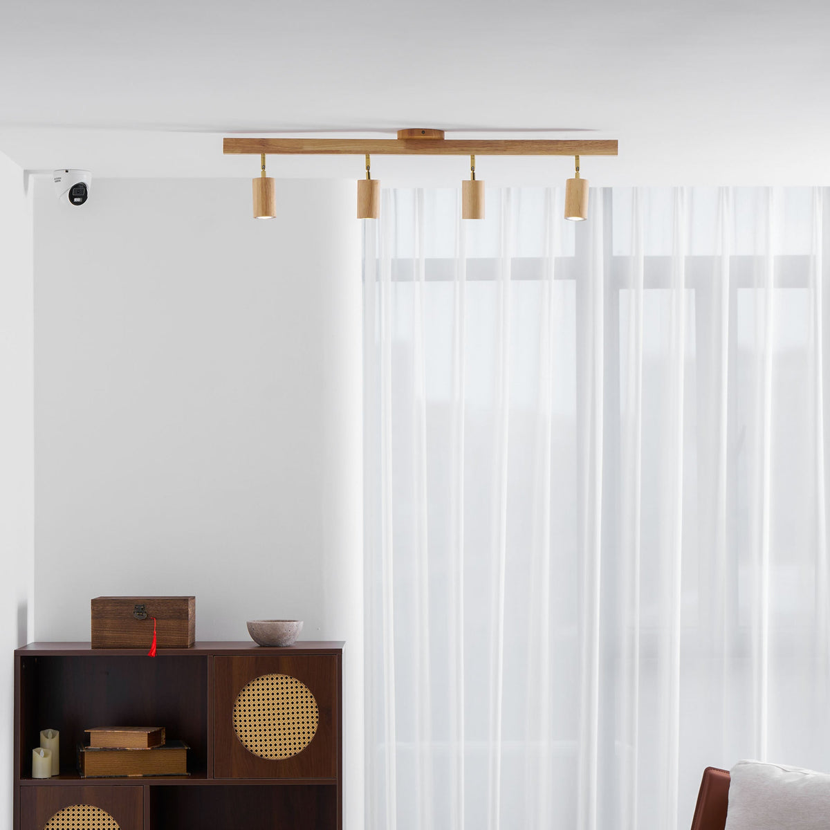 Grain | Wood Shade Track Spotlight with Adjustable Heads | Warm Glow for Kitchen Islands