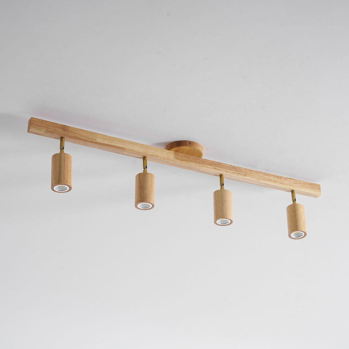 Grain | Wood Shade Track Spotlight with Adjustable Heads | Warm Glow for Kitchen Islands