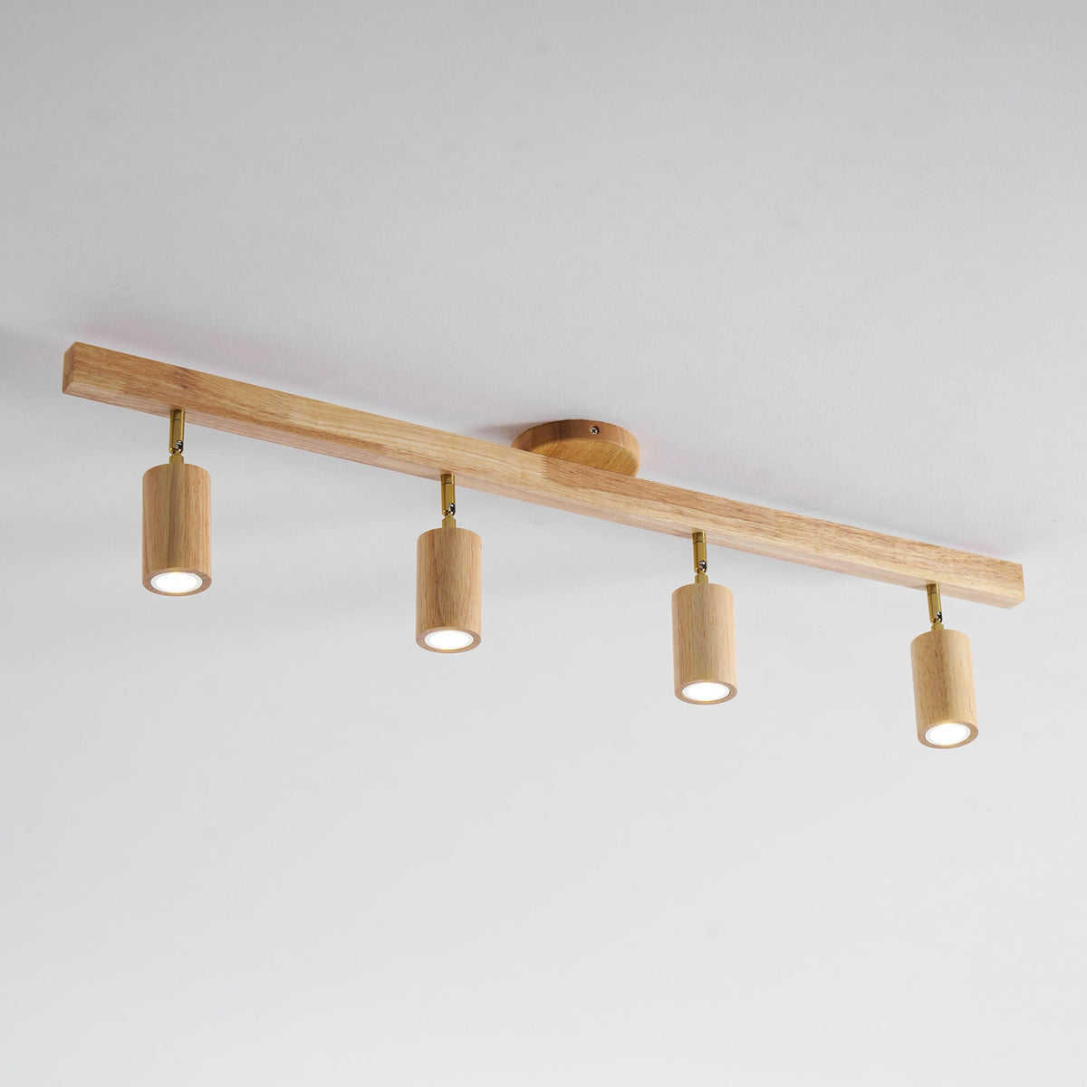Grain | Wood Shade Track Spotlight with Adjustable Heads | Warm Glow for Kitchen Islands