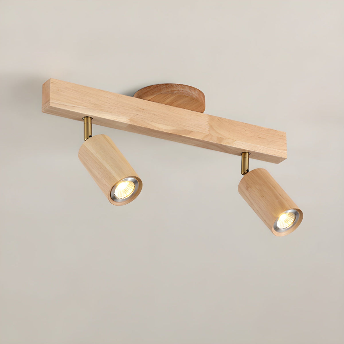 Grain | Wood Shade Track Spotlight with Adjustable Heads | Warm Glow for Kitchen Islands