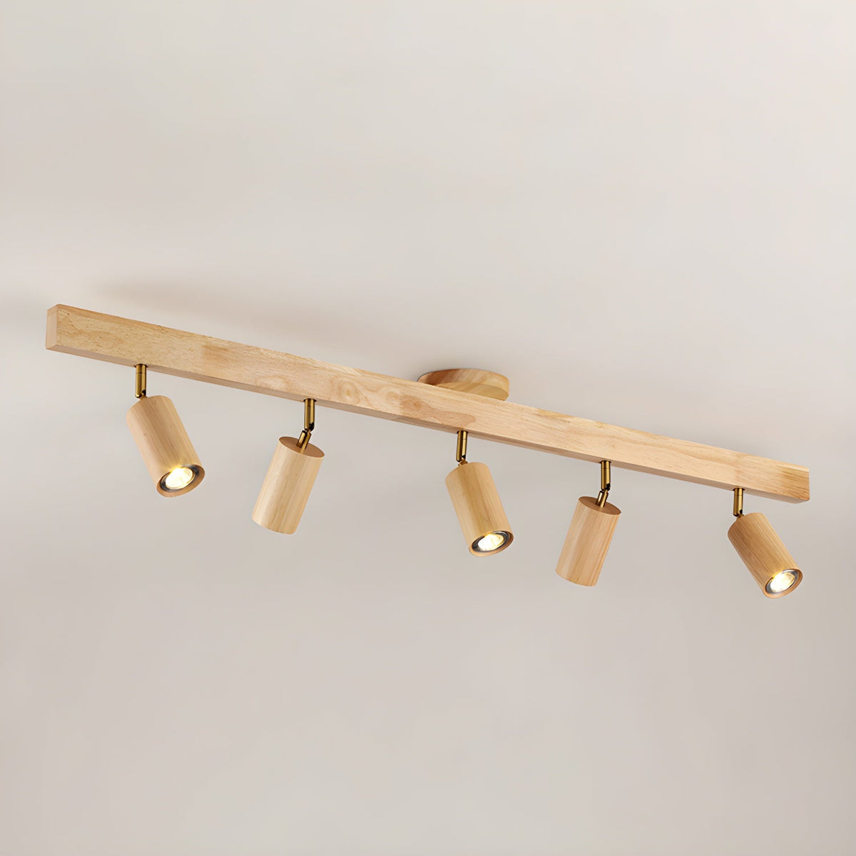 Grain | Wood Shade Track Spotlight with Adjustable Heads | Warm Glow for Kitchen Islands