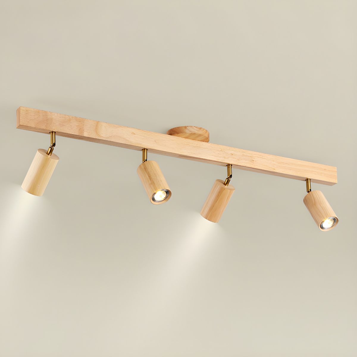 Grain | Wood Shade Track Spotlight with Adjustable Heads | Warm Glow for Kitchen Islands