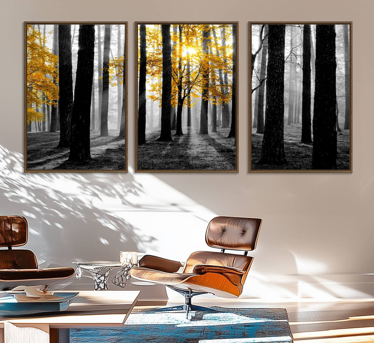 Nature Misty Foggy Autumn Forest Canvas Wall Art Print