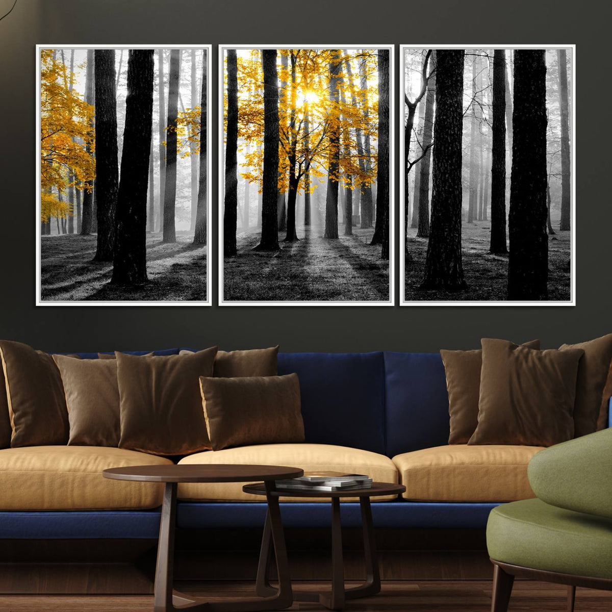 Nature Misty Foggy Autumn Forest Canvas Wall Art Print