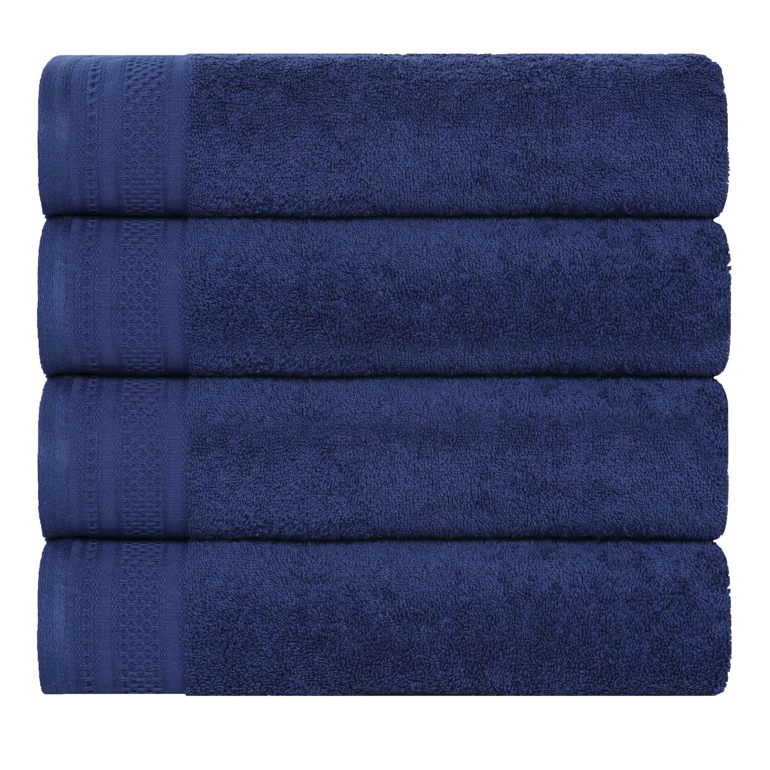 Honeycomb Textured Waffle Border Cotton Bath Towels, Set of 4 - Bath Towel by Superior Brand