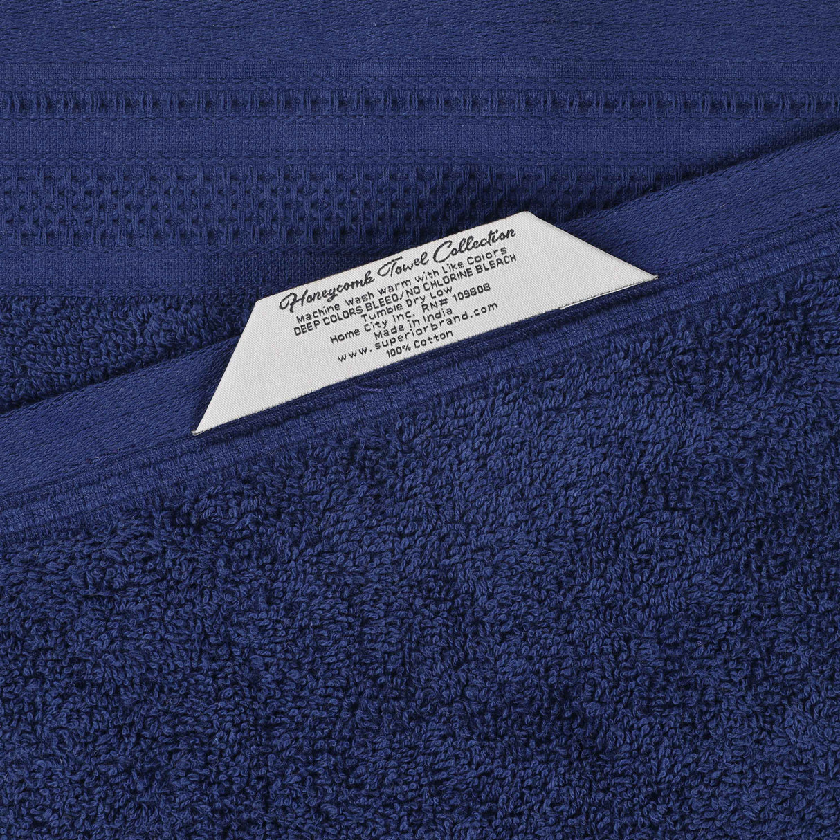 Honeycomb Textured Waffle Border Cotton Bath Towels, Set of 4 - Bath Towel by Superior Brand