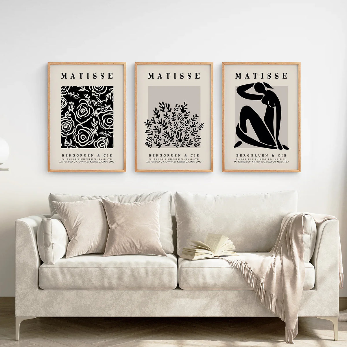 Black Beige Vintage Henri Matisse Wall Art Set