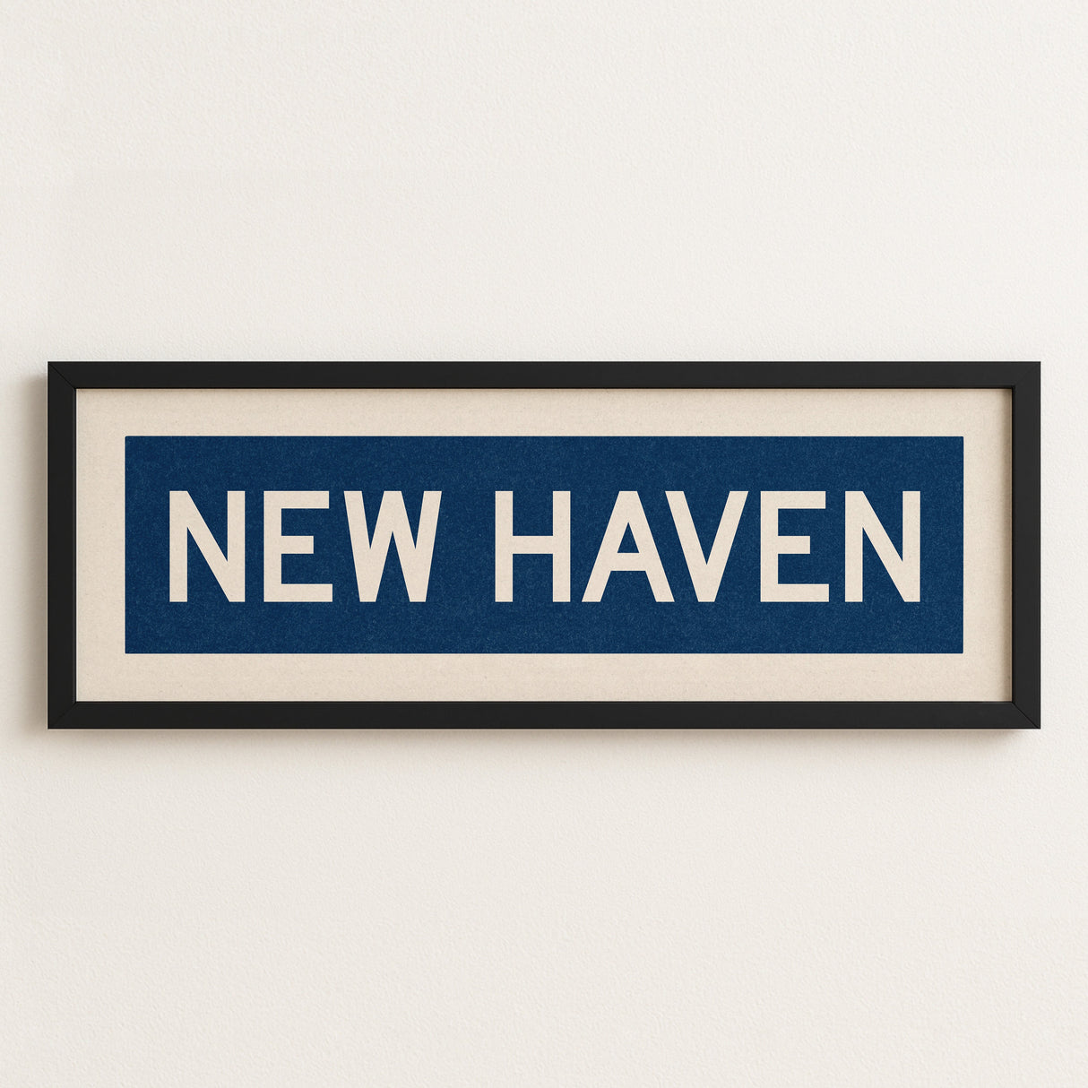 Framed New Haven Blue and White Bus Scroll