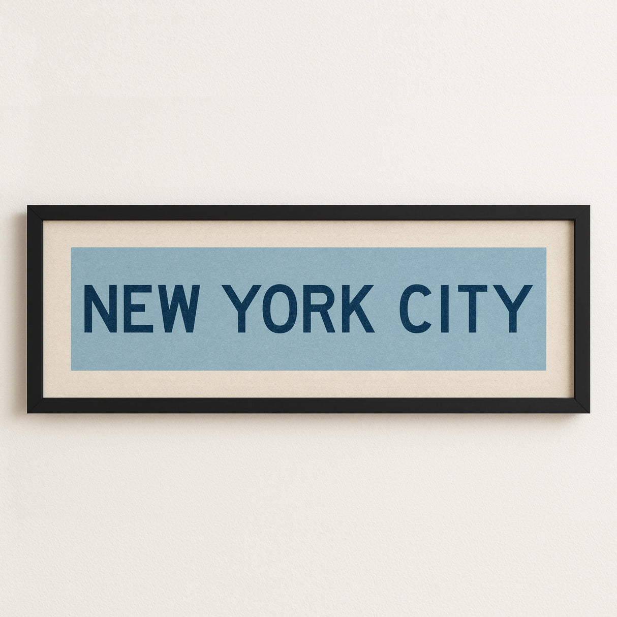 Framed New York City Columbia Blue and Navy Bus Scroll