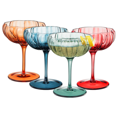 Flower-Coupe-Cocktail-Colored-Glasses-|-Set-of-4-|-Muted-Coupe