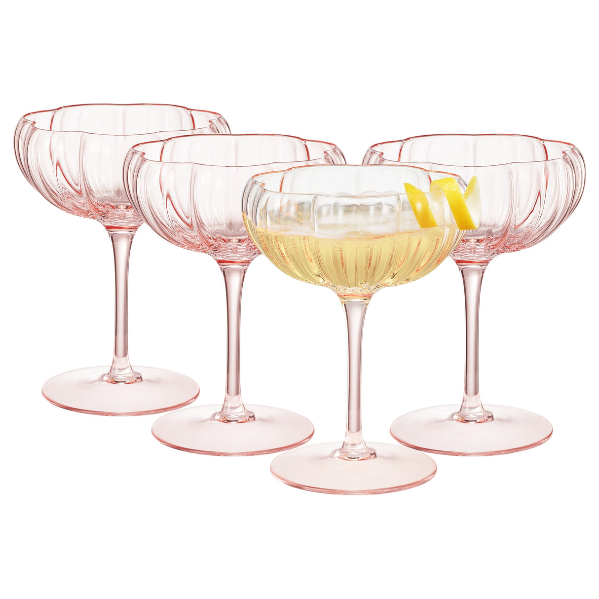 Flower-Wave-Champagne-Coupe-Cocktail-Glassware,-Set-of-4-Coupe