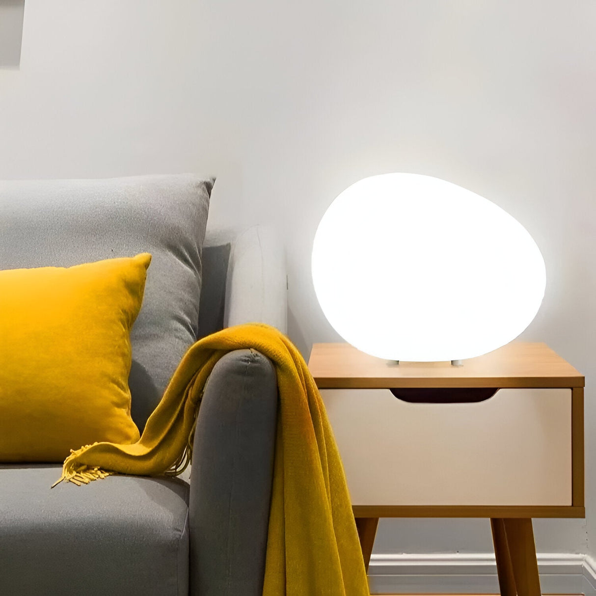 Nordic Stone-Shaped LED Table Lamp 3-Color Modern Ambient Light