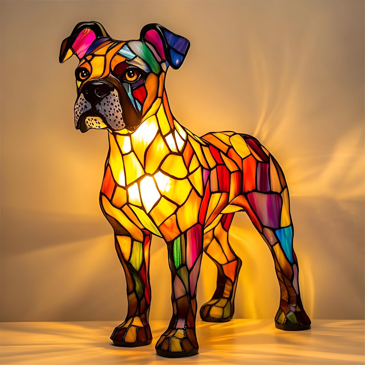 Tiffany Style Dog Table Lamp