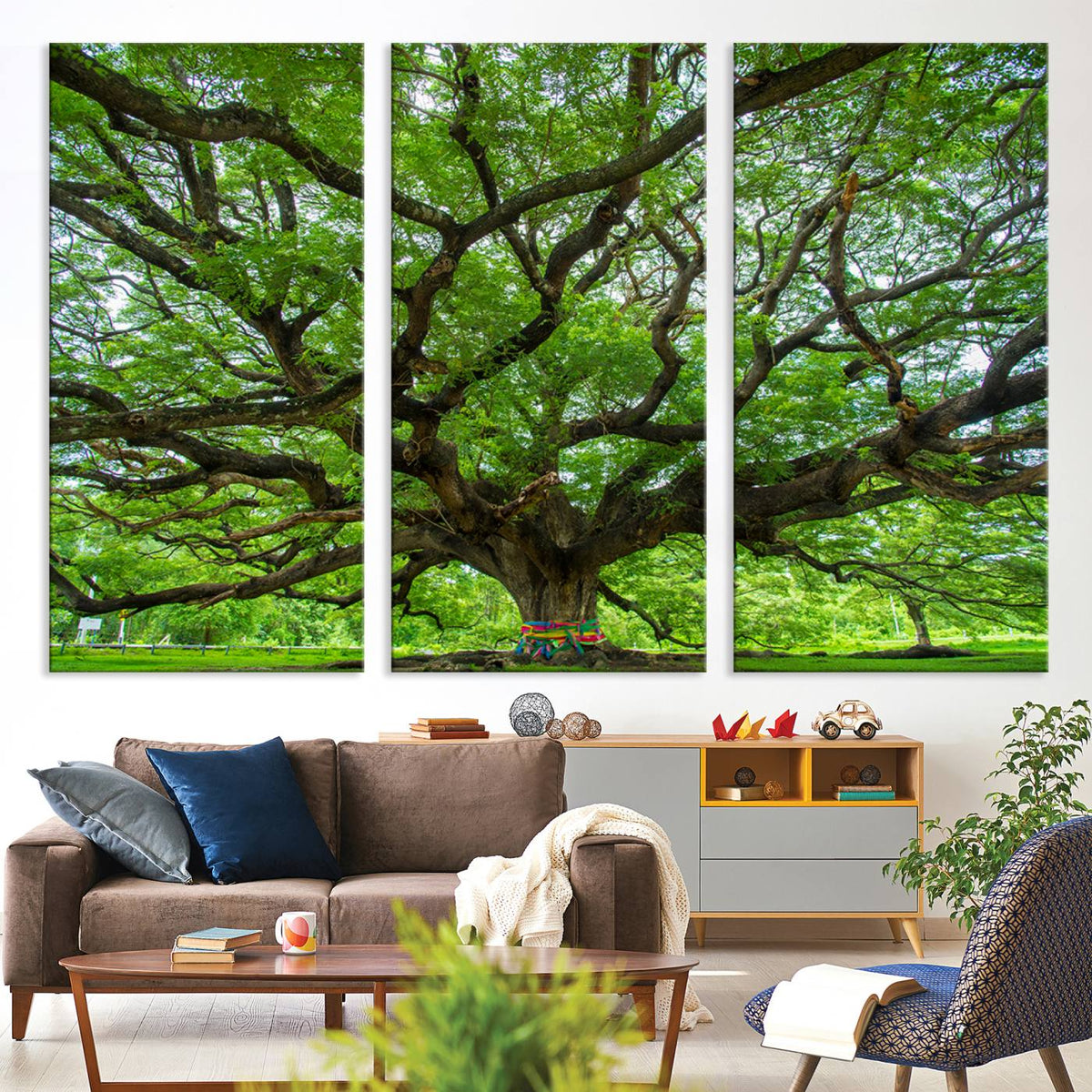 Oak Tree Wall Art Print, Forest Canvas Wall Art for Home and
