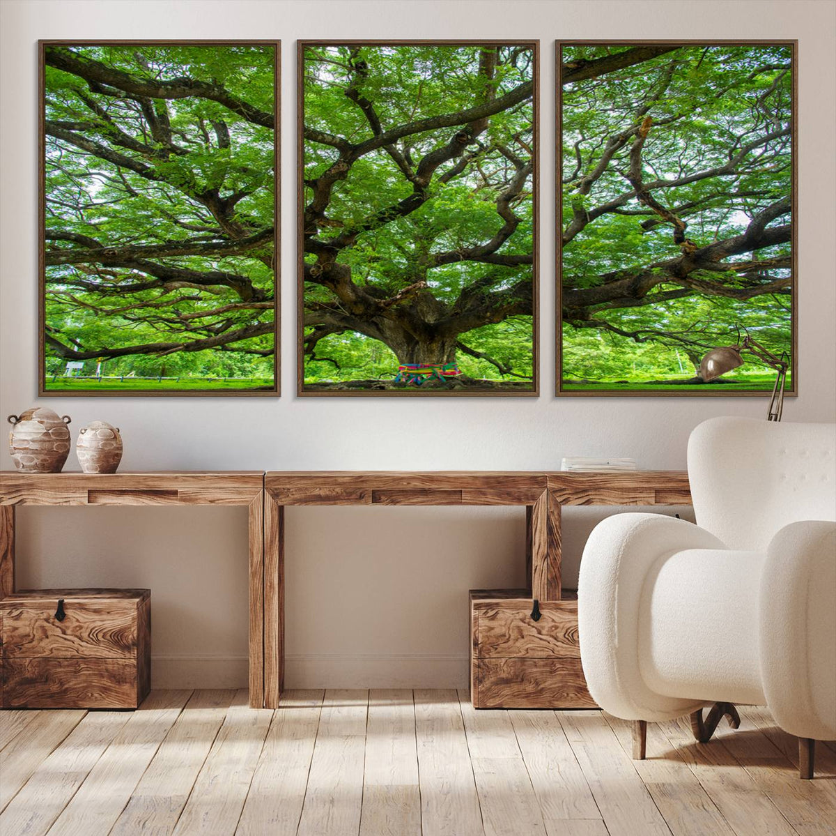 Oak Tree Wall Art Print, Forest Canvas Wall Art for Home and