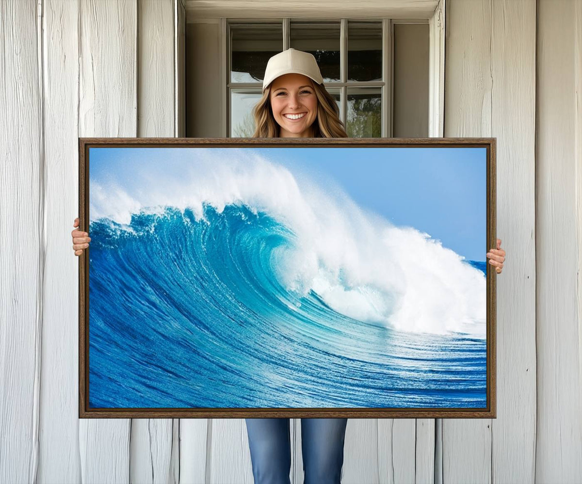Ocean Wave Canvas Wall Art Print – Large Coastal Ocean Wave