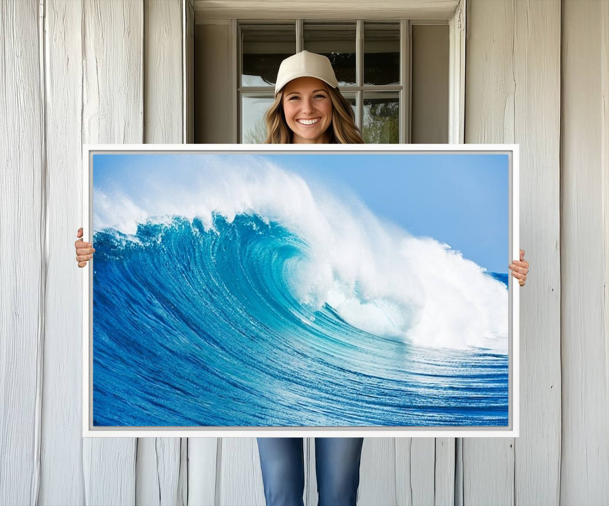 Ocean Wave Canvas Wall Art Print – Large Coastal Ocean Wave