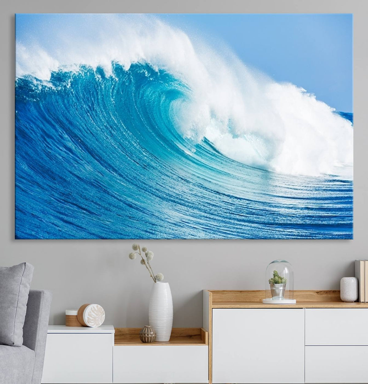 Ocean Wave Canvas Wall Art Print – Large Coastal Ocean Wave