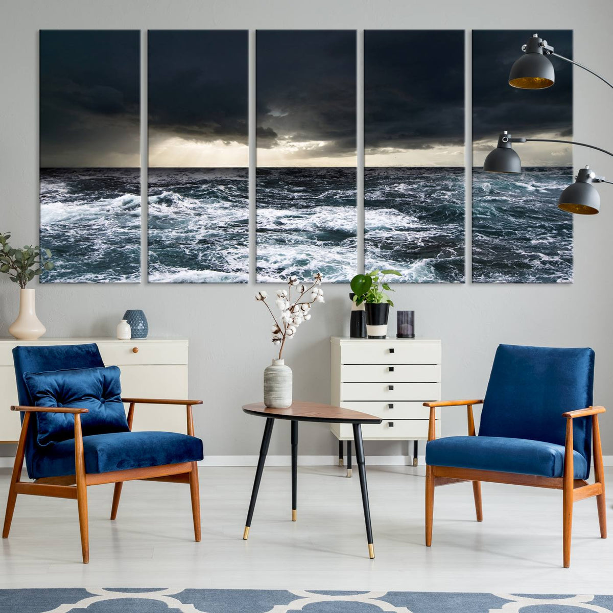 Ocean and Storm Canvas Art Print Hanging Print Ocean