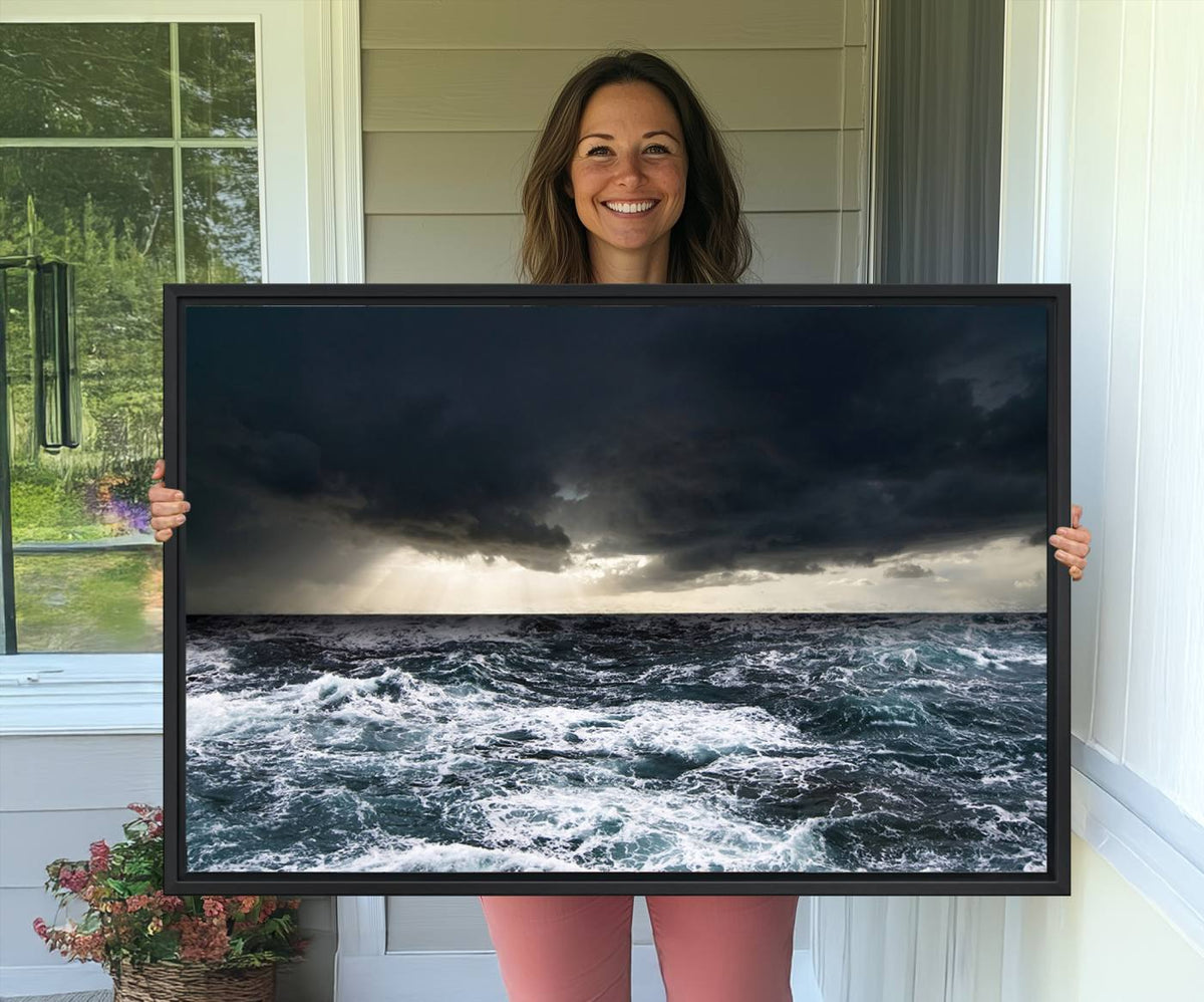 Ocean and Storm Canvas Art Print Hanging Print Ocean