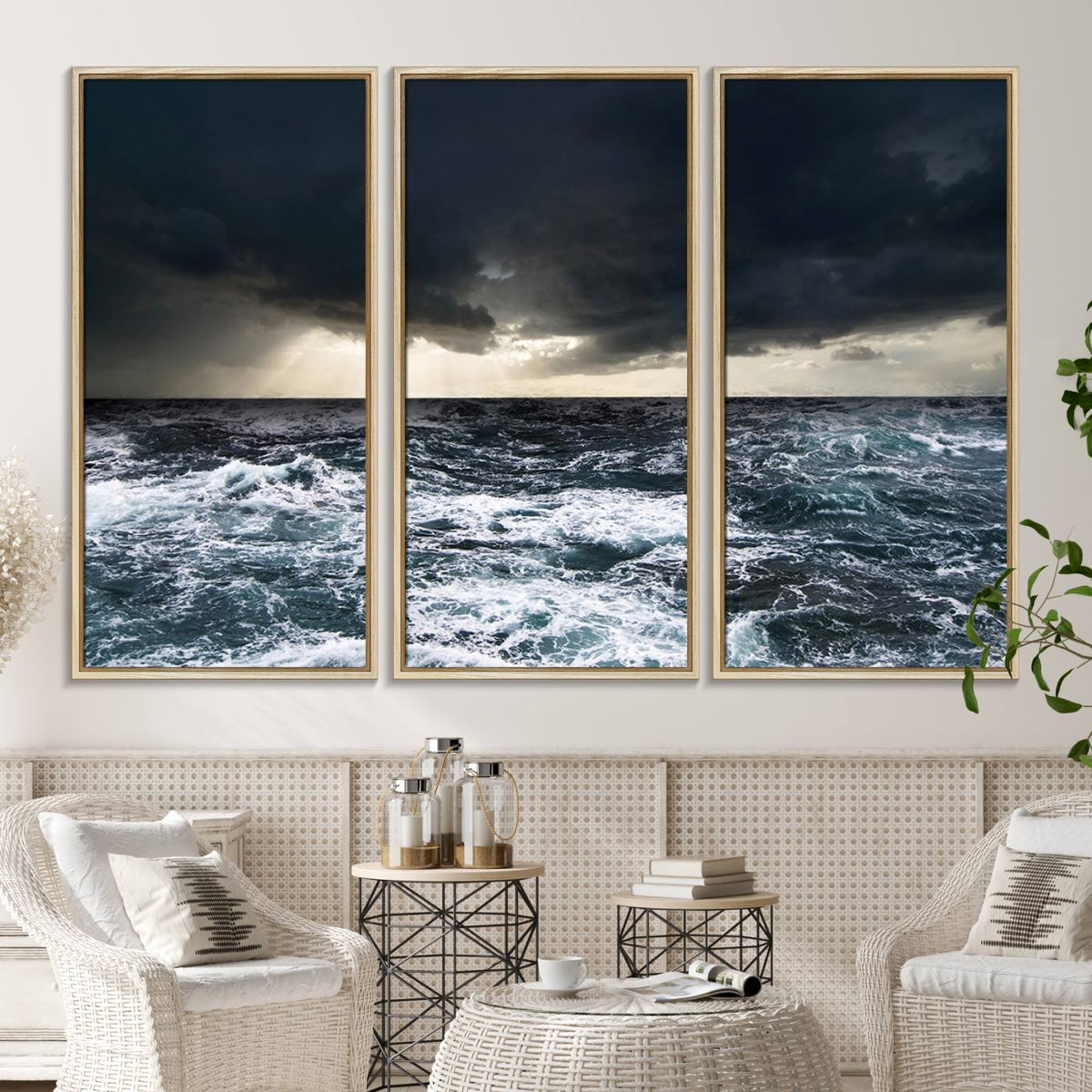 Ocean and Storm Canvas Art Print Hanging Print Ocean