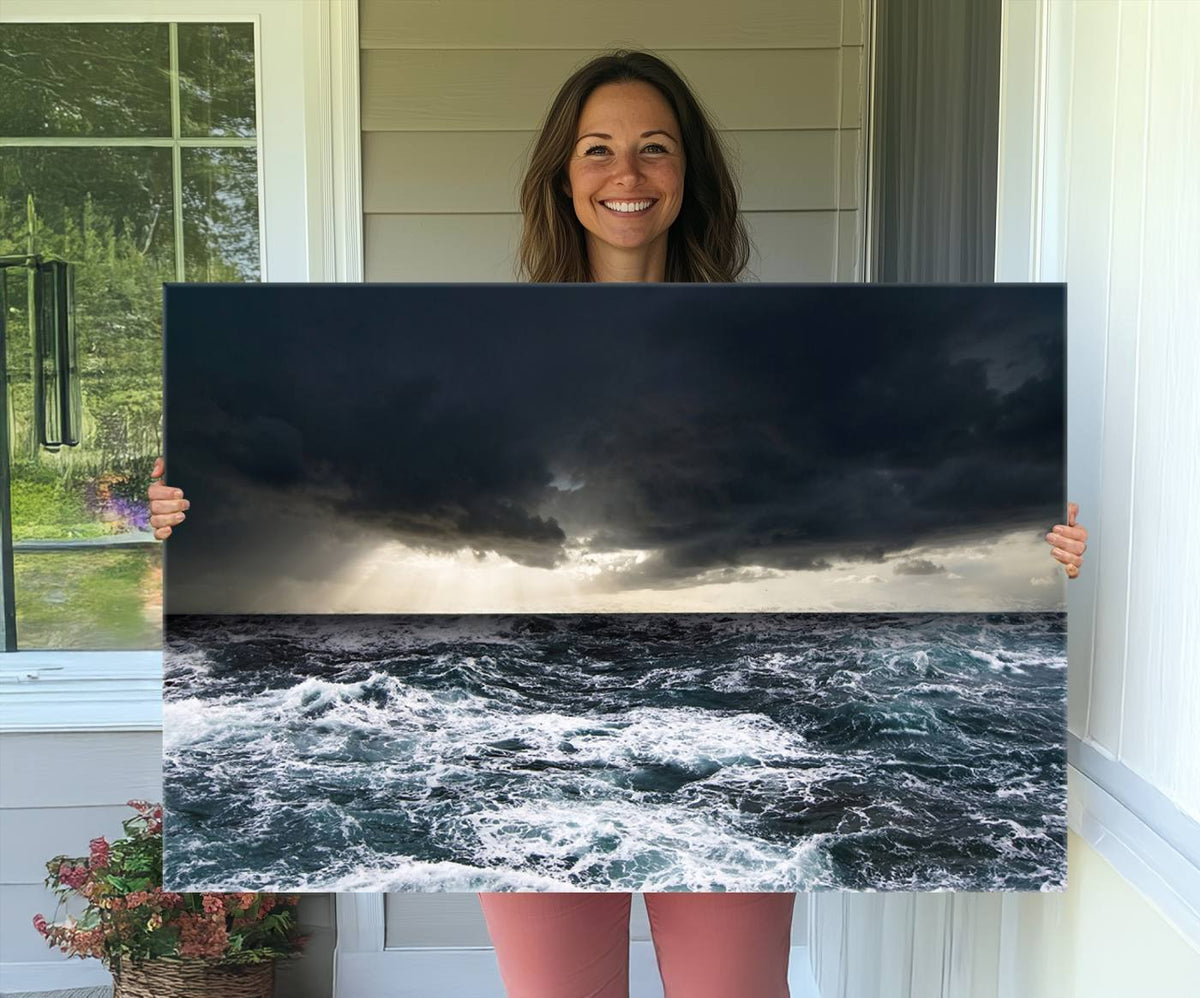 Ocean and Storm Canvas Art Print Hanging Print Ocean