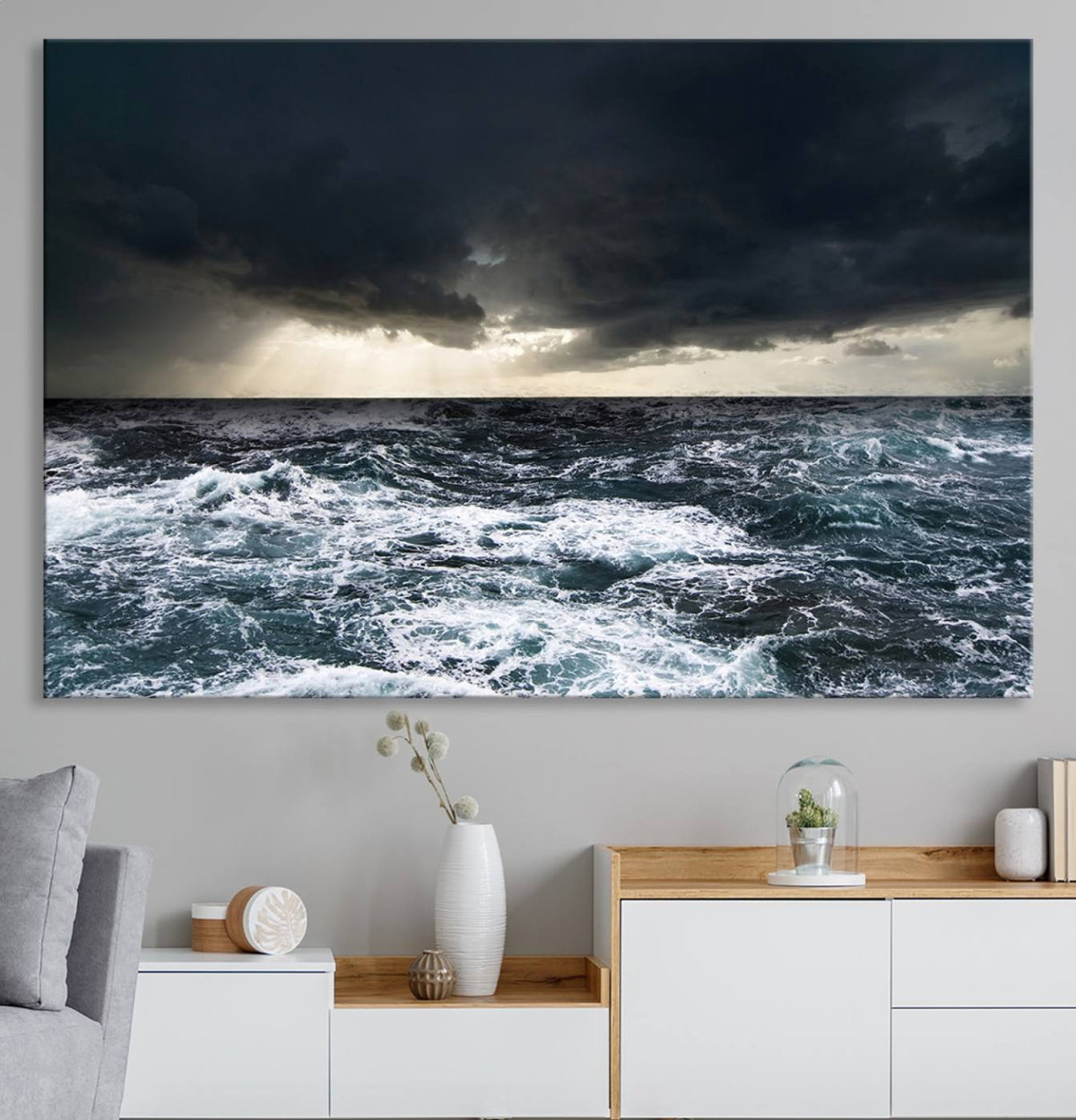 Ocean and Storm Canvas Art Print Hanging Print Ocean