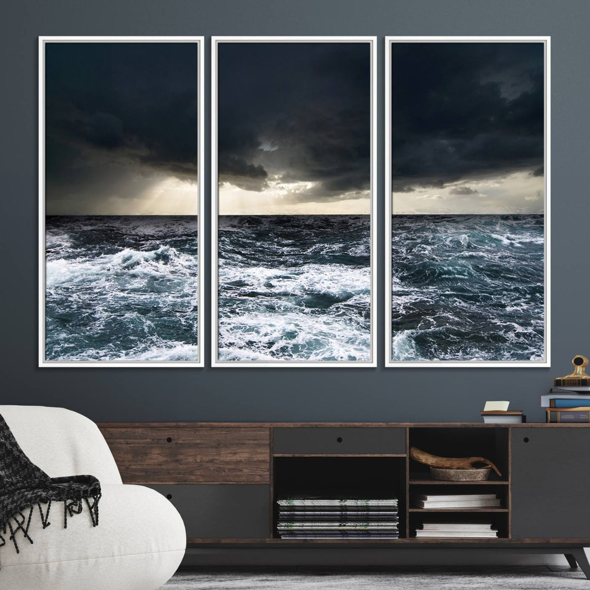 Ocean and Storm Canvas Art Print Hanging Print Ocean
