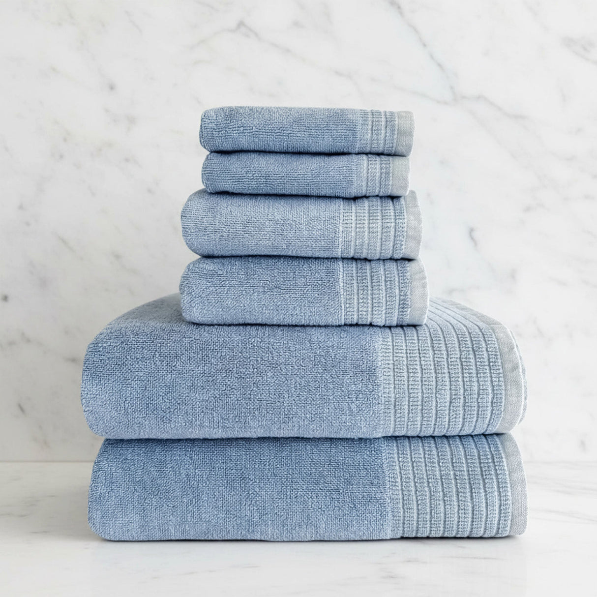 Bamboo Cotton Spa Towel Set - Viscose from Bamboo + Cotton - 6pc Set - Ocean by BedVoyage