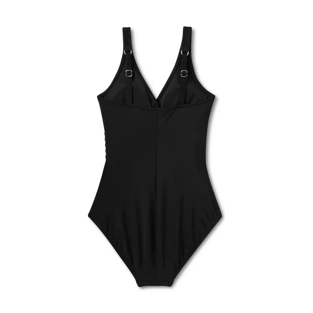 Aqua Green Women's Deep V-Neck One Piece Swimsuit UPF 50 Tummy Control
