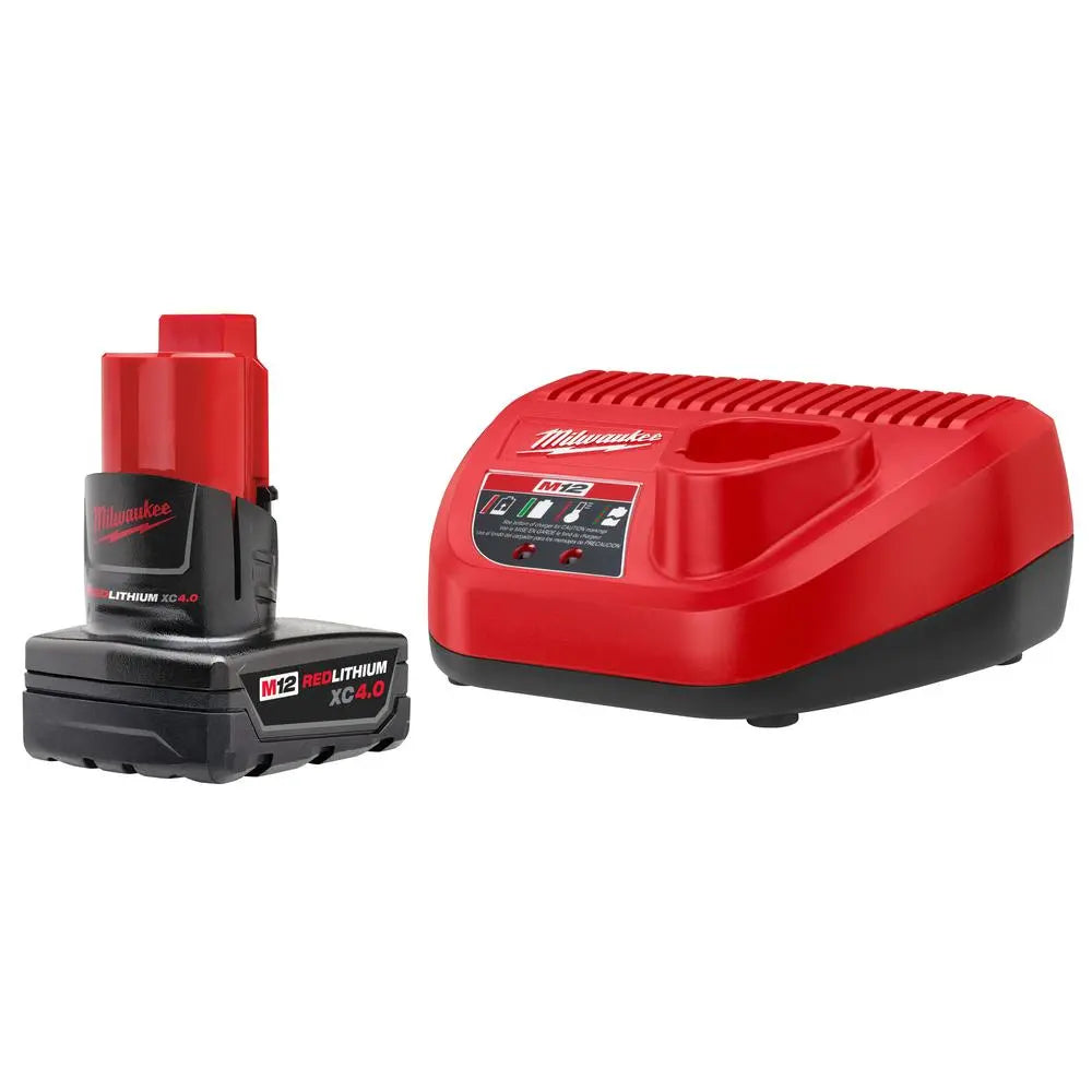 Open Box - Milwaukee M12 12-Volt Lithium-Ion XC Battery Pack 4.0 Ah and Charger Starter Kit