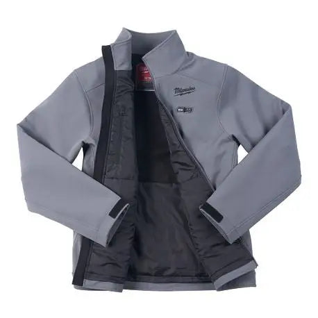 Open Box - Milwaukee Men's Large M12 12V Lithium-Ion Cordless TOUGHSHELL Gray Heated Jacket Kit with (1) 3.0 Ah Battery and Charger