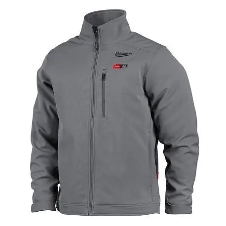 Open Box - Milwaukee Men's Large M12 12V Lithium-Ion Cordless TOUGHSHELL Gray Heated Jacket Kit with (1) 3.0 Ah Battery and Charger