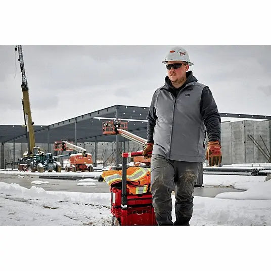 Open Box - Milwaukee Tool Men's X-Large M12 12V Lithium-Ion Cordless TOUGHSHELL Gray Heated Vest (Vest Only)