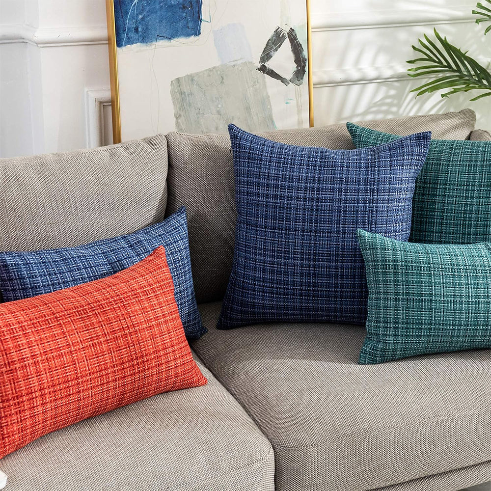 Set of 2 Solid Color Outdoor Waterproof Throw Pillow covers Square 18"x18" or Rectangle 12"x20"