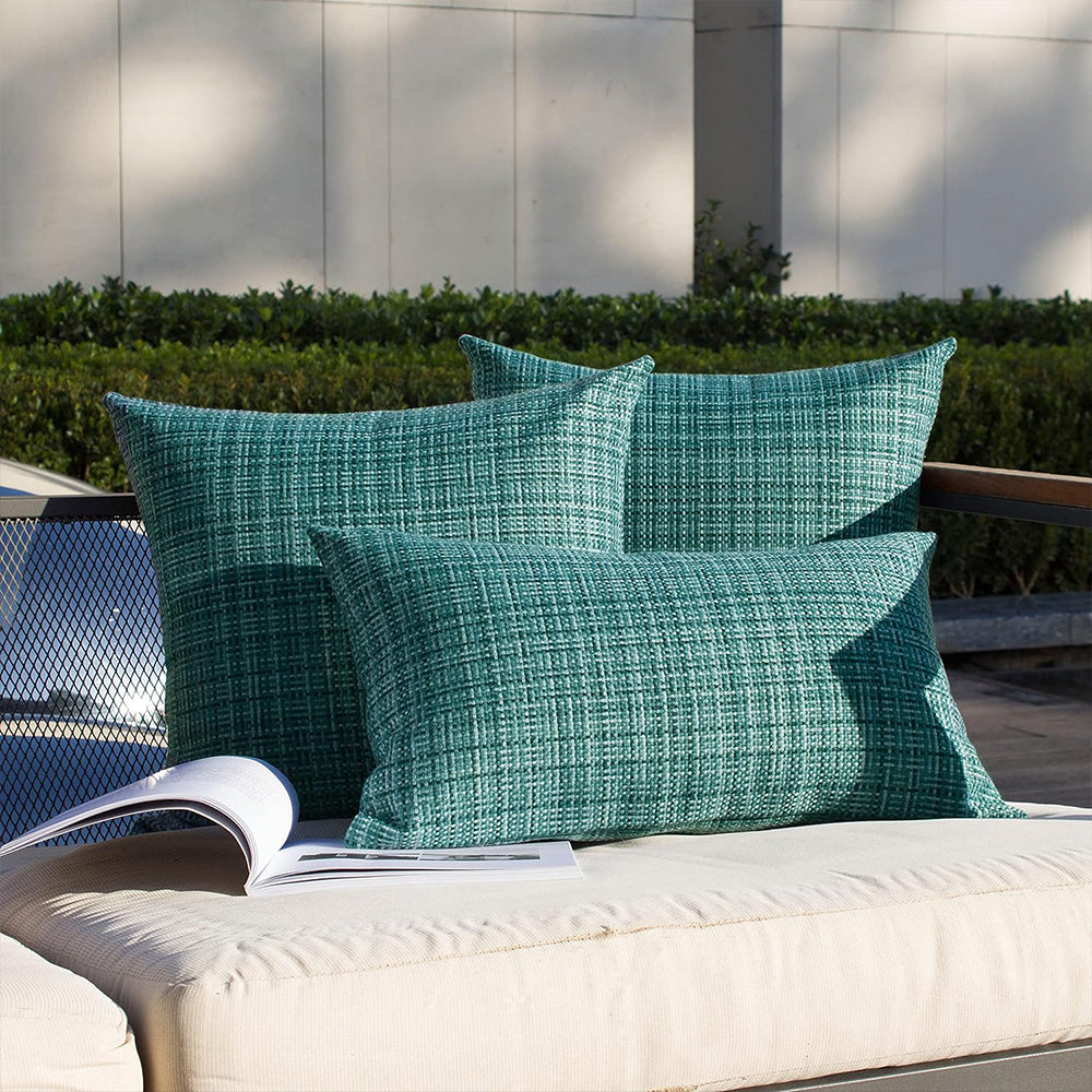 Set of 2 Solid Color Outdoor Waterproof Throw Pillow covers Square 18"x18" or Rectangle 12"x20"