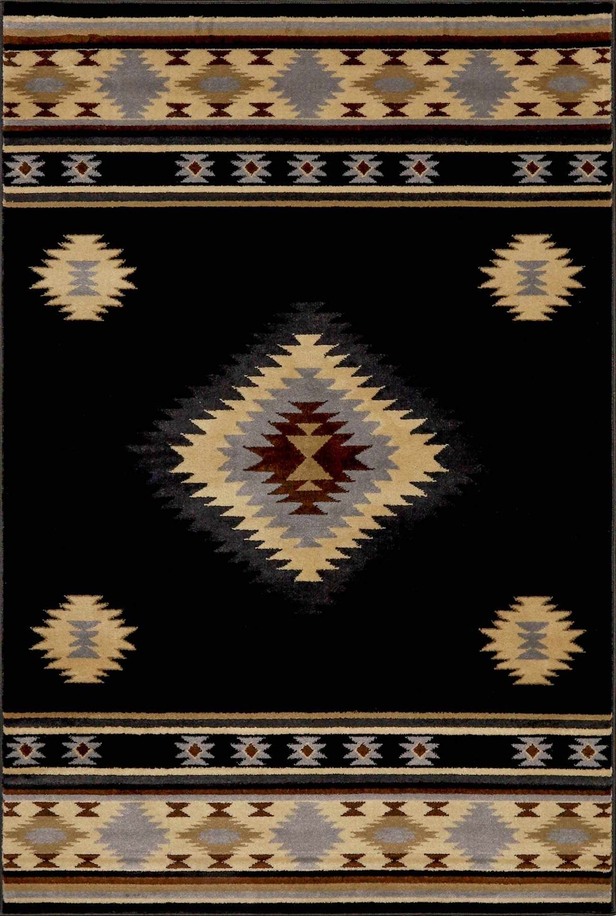 Buckhaven Black Southwestern Area Rug
