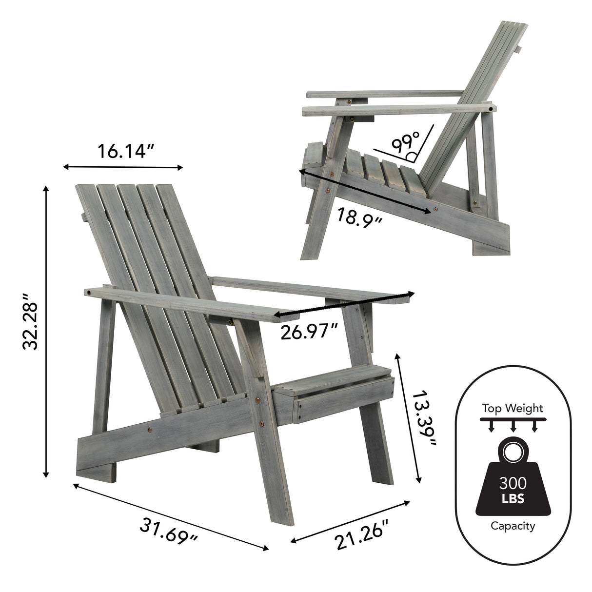 Irving outdoor patio modern acacia wood adirondack chair