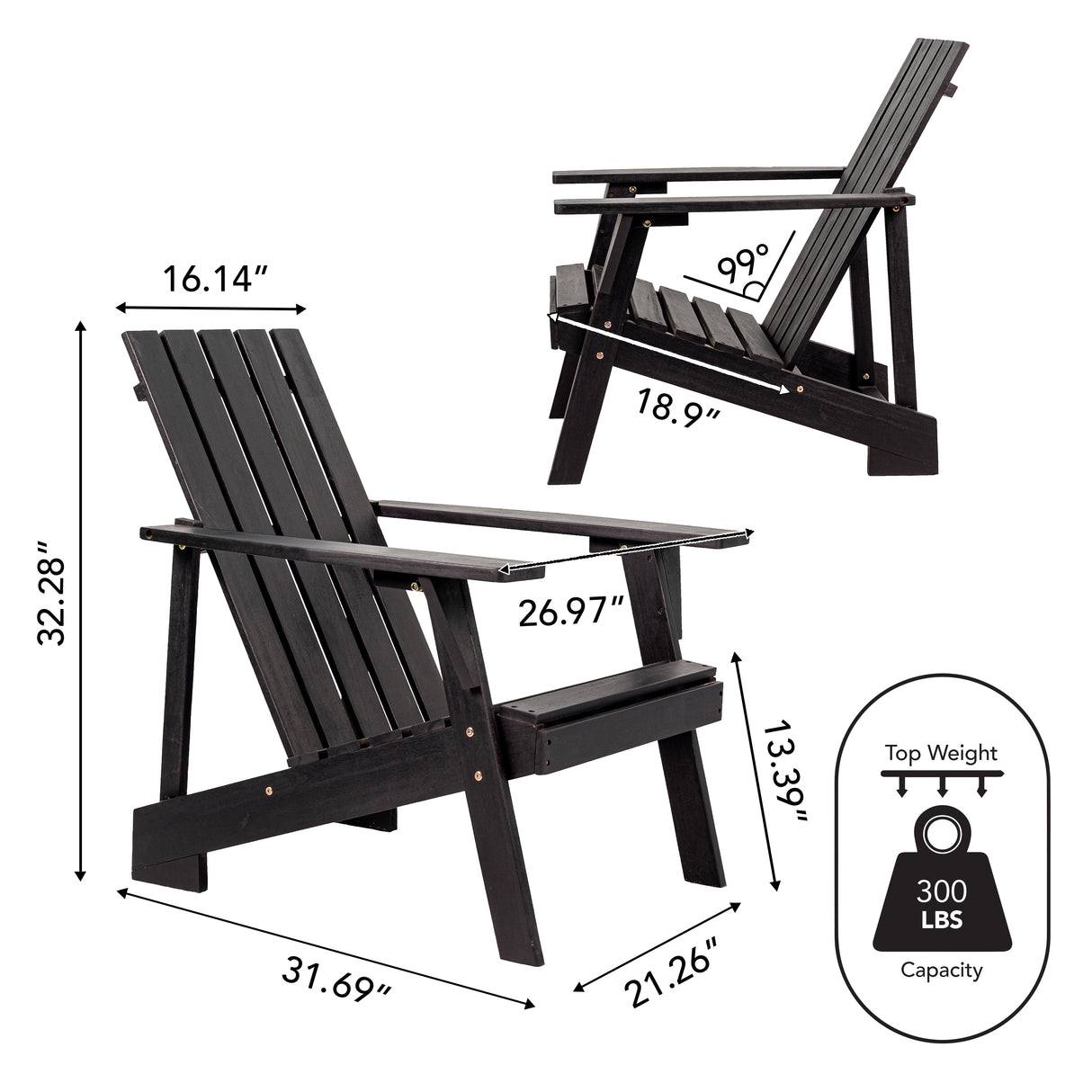 Irving outdoor patio modern acacia wood adirondack chair
